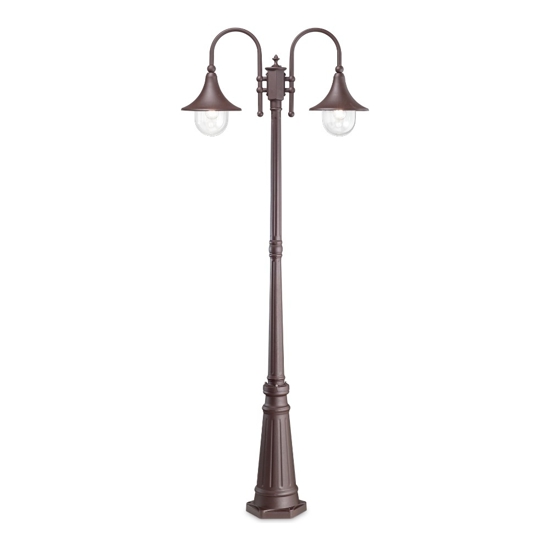 Cima pt2 lampione alto per esterno giardino marrone ip43 due luci ideal lux