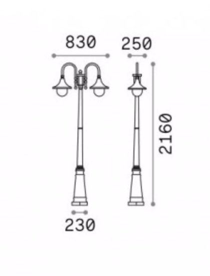 Cima pt2 lampione alto per esterno giardino marrone ip43 due luci ideal lux