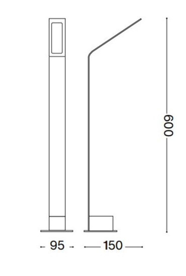 Ideal lux agos pt h60 3000k lampione da esterno giardino marrone led 3000k ip54