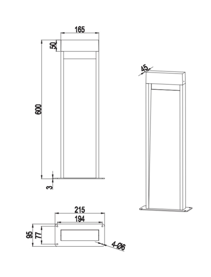 Lampioncino da giardino moderno antracite effetto legno 11w 3000k