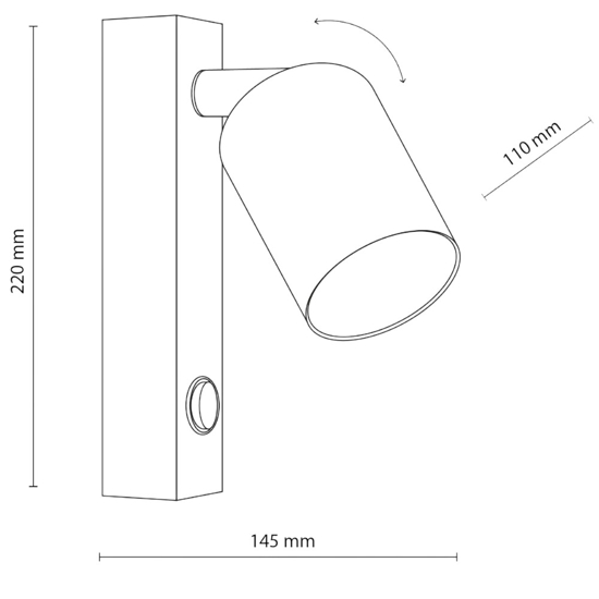 Applique marrone orientabile per comodino camera da letto