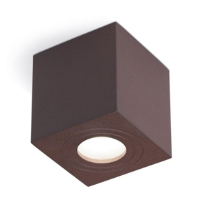 Faretto per esterno cubo da soffitto marrone corten gea luce