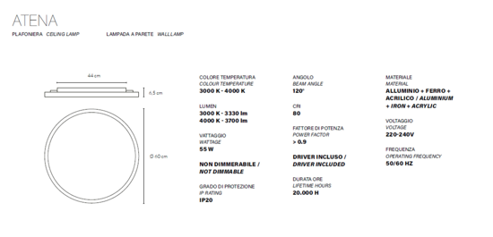 Vivida plafoniera atena rotonda sabbia led 55w 3000k 4000k da cucina