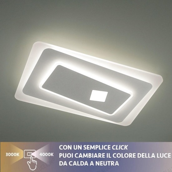 Vivida brighton big plafoniera per soffitto led 60w 3000k 4000k design rettangolare