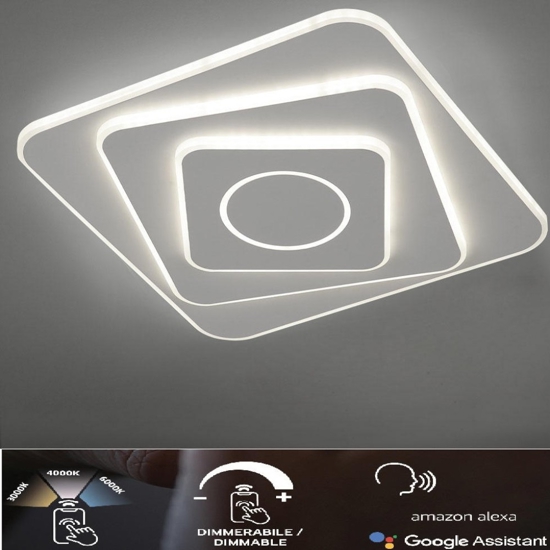 Plafoniera bianca led 42w dimmerabile 3000k a 6000k vivida square