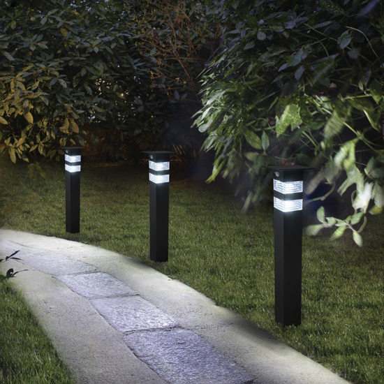 Lampione da giardino solare nero moderno led 6000k ip44