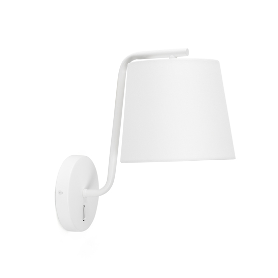 Applique bianco per comodino camera da letto interruttore paralume bianco