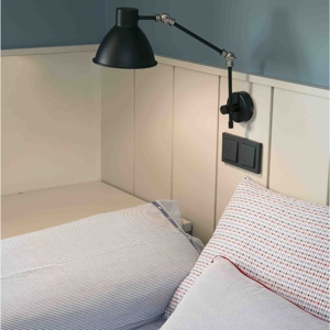 Applique lampada estensibile per camera da letto nero