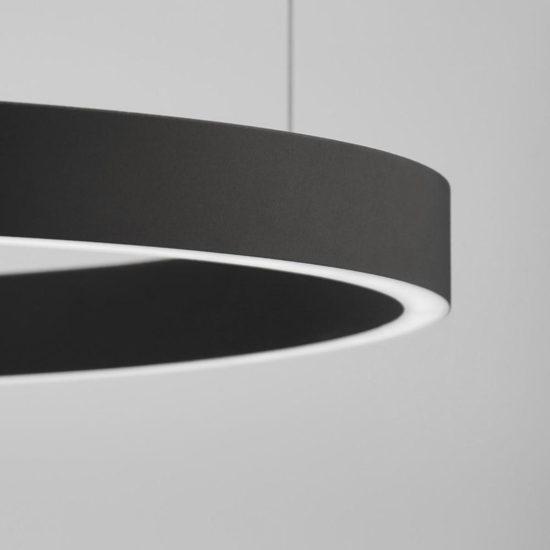 Lampadario cerchio nero 80cm led biemissione 77w 3000k dimmerabile