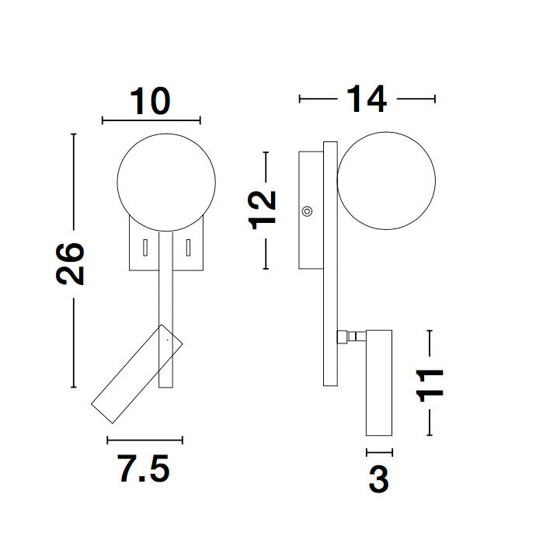 Applique da comodino nero per camera da letto moderna