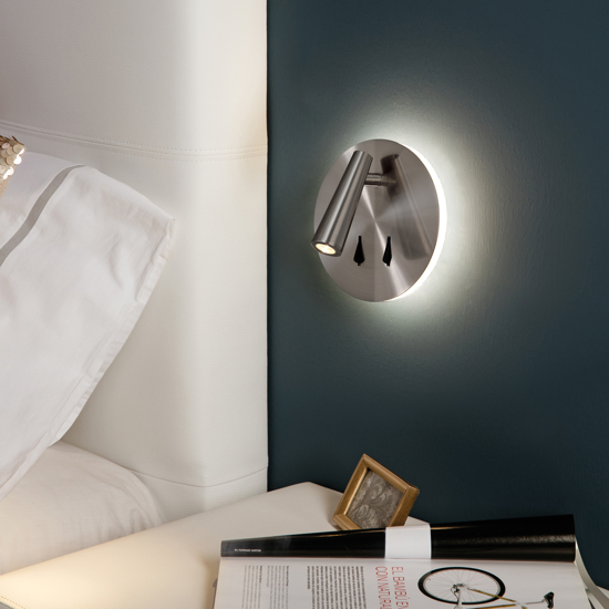 Appluque luce comodino camera da letto led 3000k nickel moderna da lettura