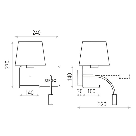 Applique bianco destro er comodino usb mensola luce da lettura moderna