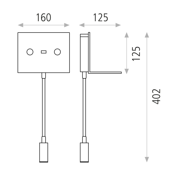 Applique da comodino per camera da letto moderna nero con presa usb