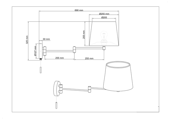 Applique per comodino camera da letto braccio estensibile