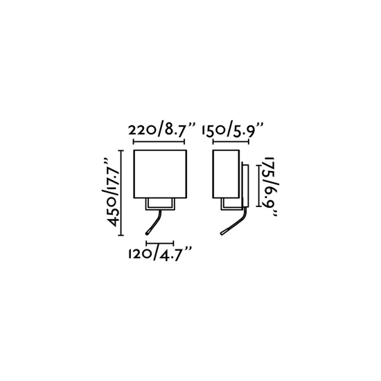 Applique da comodino marrone per camera da letto doppia luce con interruttore