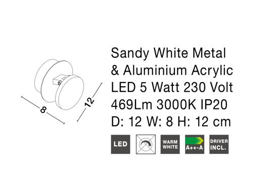 Applique da comonido led 5w 3000k orientabile bianco