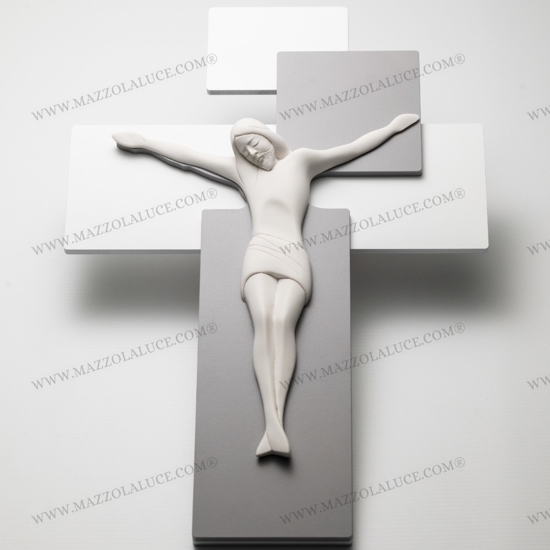 Bongelli preziosi crocifisso da parete 17x12 grigio cristo bianco moderno