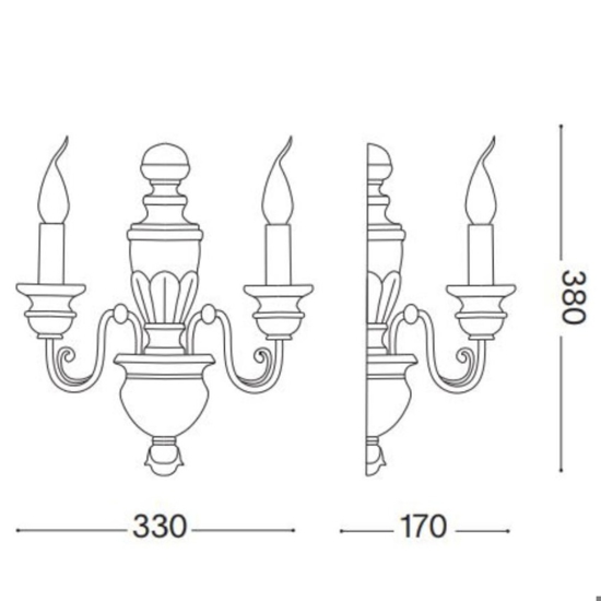 Firenze ap2 ideal lux applique classica bianco antico foglia oro 2 luci