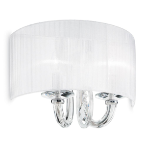 Swan ap2 applique classico vetro soffiato trasparente paralume organza ideal lux