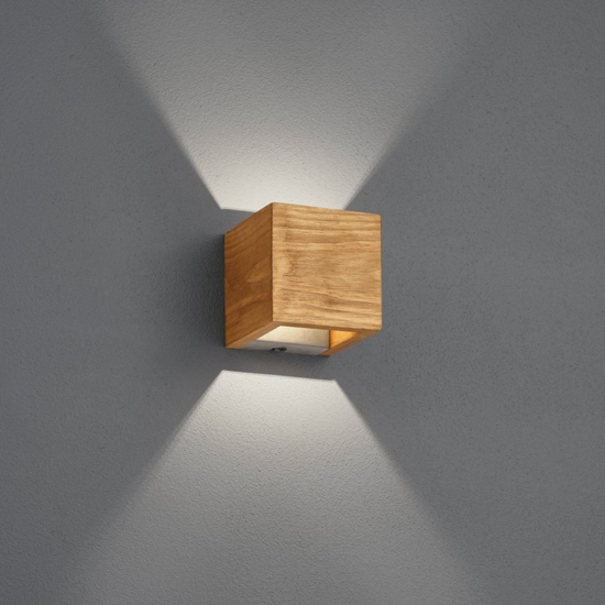 Applique cubo da parete in legno led 4w 3000k dimmerabile