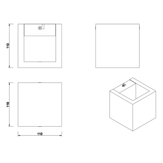 Applique cubo da parete in legno led 4w 3000k dimmerabile