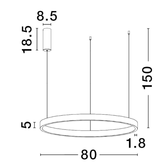 Lampadario cerchio 80cm bianco led biemissione 77w 3000k dimmerabile