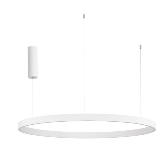 Lampadario sospensione cerchio bianco 98cm led biemissione 3000k dimmerabile