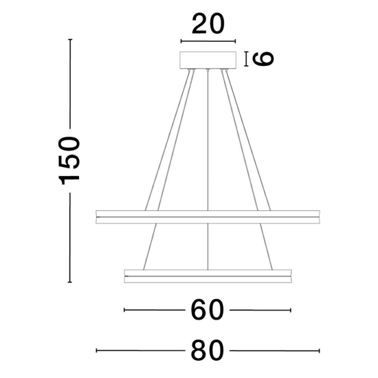 Lampadario doppio cerchio nero oro 80cm led98w 30000k dimmerabile