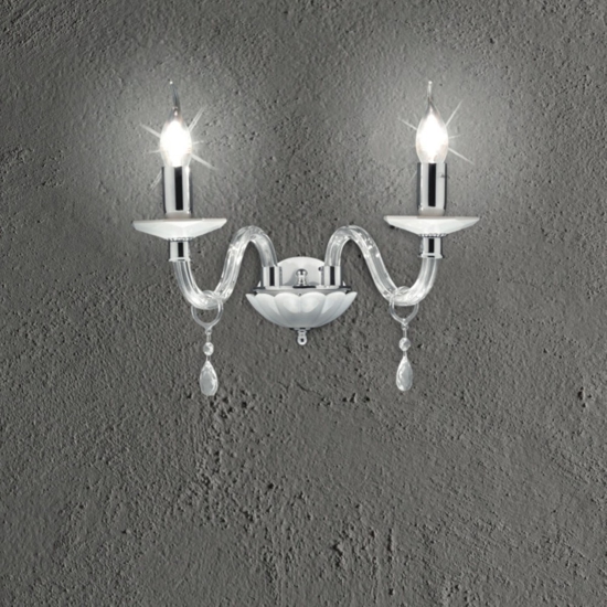 Ondaluce applique livia vetro cristallo due luci classica