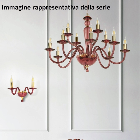 Ondaluce applique classico due bracci vetro bianco e particolari cromo