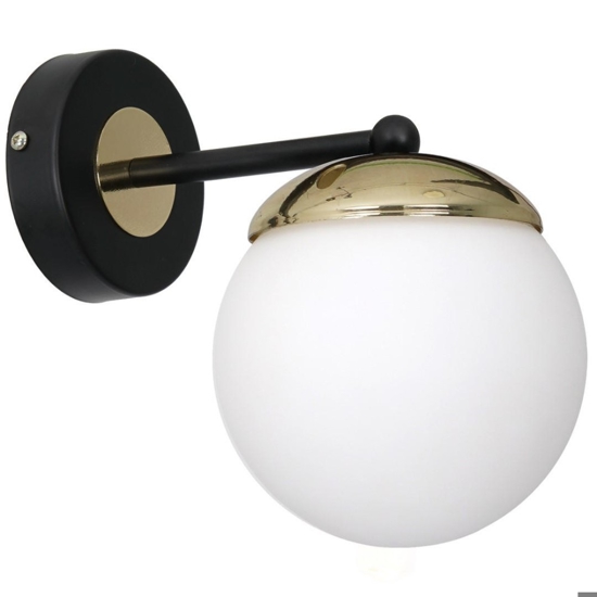 Applique classica boccia vetro bianco oro nero