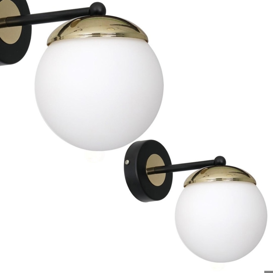 Applique classica boccia vetro bianco oro nero