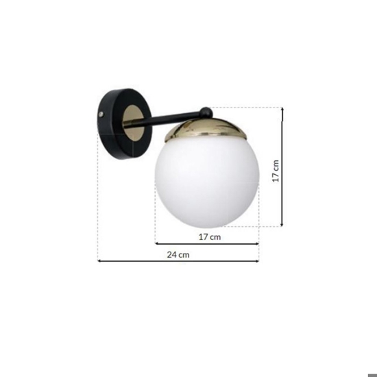 Applique classica boccia vetro bianco oro nero