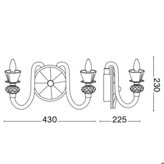 Strauss ap2 applique classica in cristallo trasparente ambra e oro ideal lux