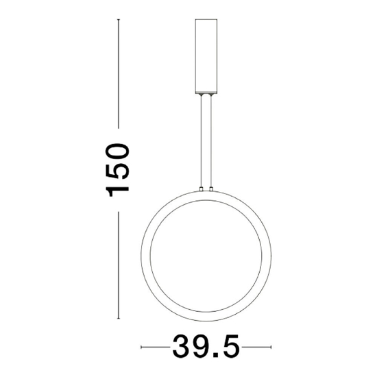 Lampada a sospensione cerchio nero 40cm led 26w 3000k