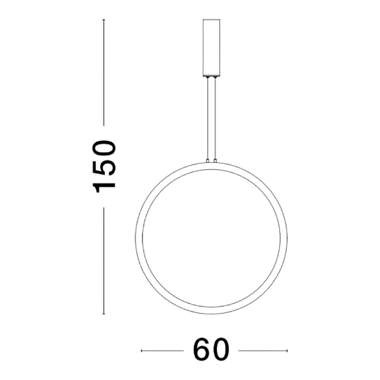 Lampada rotonda cerchio nero 60cm sospensione led 36w 3000k