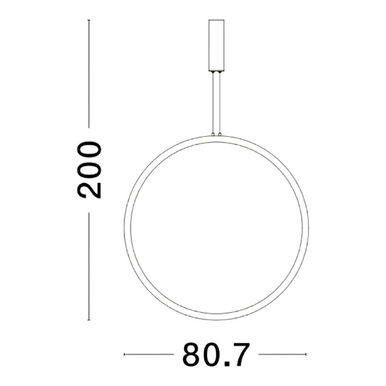 Lampadario cerchio 80cm nero sospensione led 48w 3000k