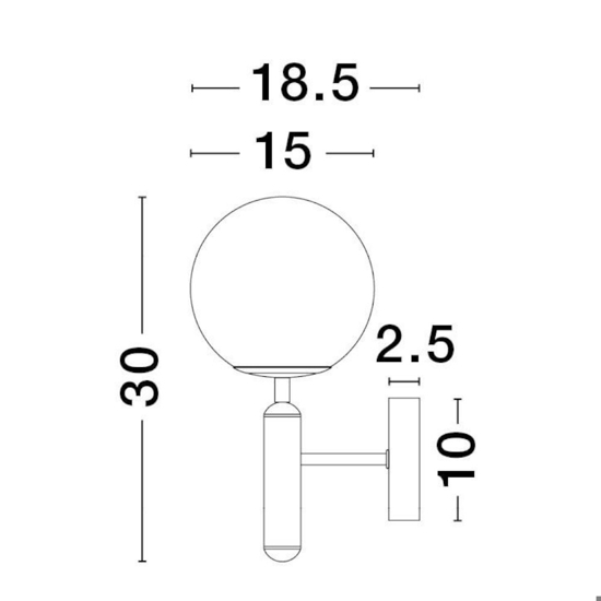 Applique classica oro stile sfera vetro bianco