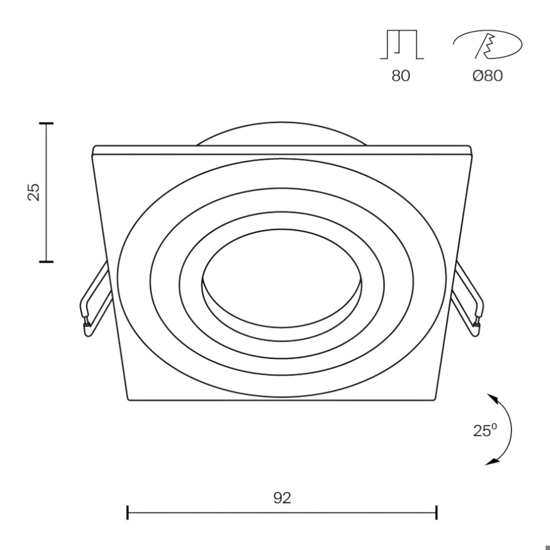 Faretto da incasso nero quadrato da soffitto luce gu10 orientabile