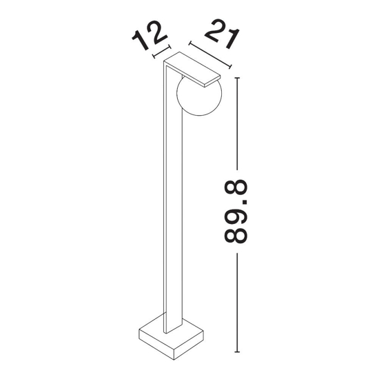 Lampione moderno da giardino nero vetro bianco led 8w 3000k