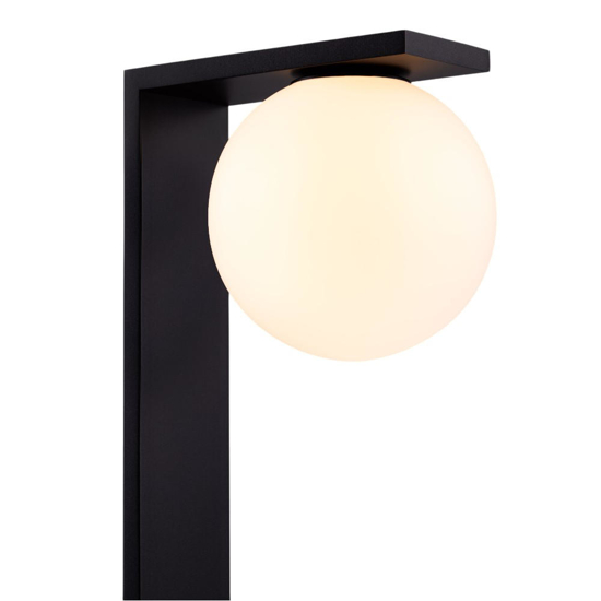 Lampione nero per esterni sfera vetro bianco moderno led 8w 3000k