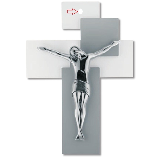 Bongelli preziosi crocifisso da parete 17x12 grigio cristo argento