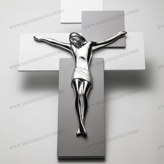 Bongelli preziosi crocifisso da parete 17x12 grigio cristo argento