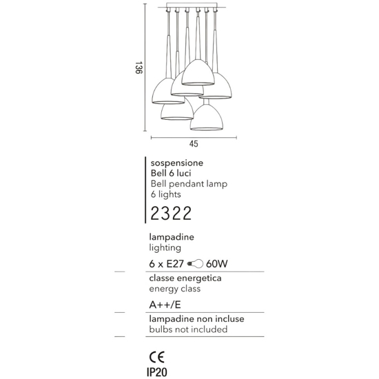 Lampadario a sospensione moderna da soggiorno bianco affralux bell