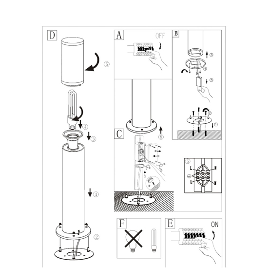 Lampione tubolare da giardino acciaio inox