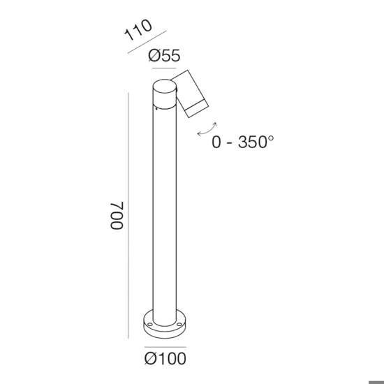 Lampione marrone gea luce da giardino luce orientabile