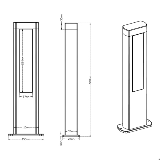 Lampione da giardino antracite moderno 10w 3000k ip54