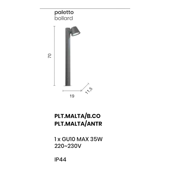 Lampione malta antracite ondaluce da esterno giardino ip44 moderno