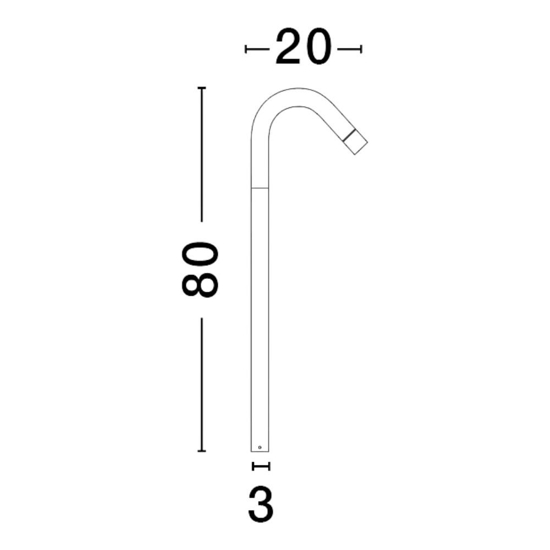 Lampione led design curvo 80cm nero per giardino anti salsedine