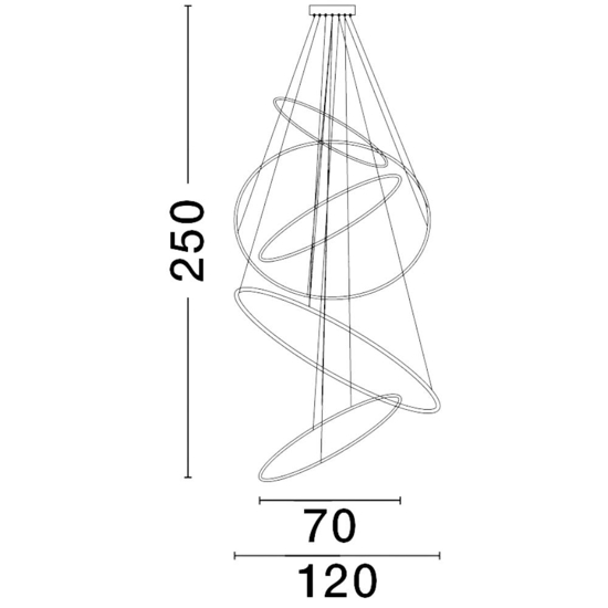 Grande lampadario cerchi oro lucido moderno led 281w 3000k dimmerabile